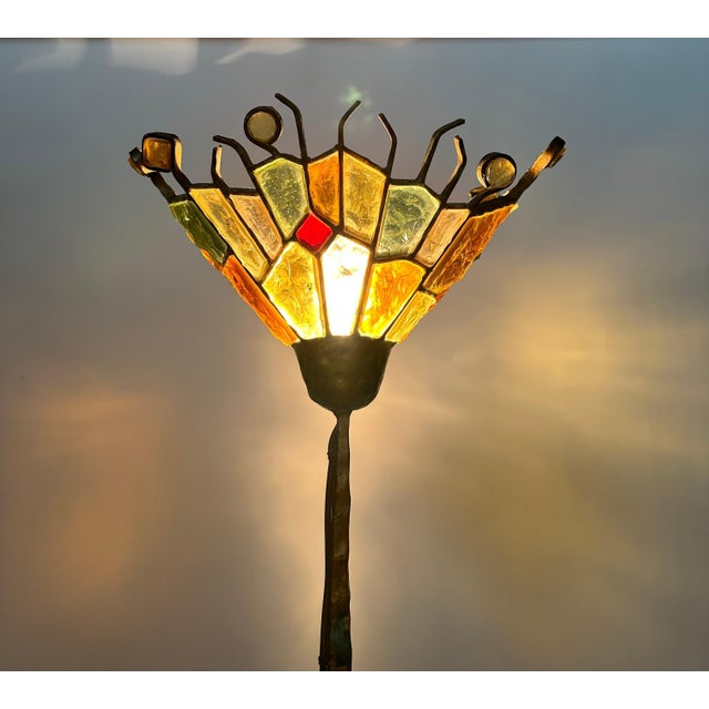 Art Glass Brutalist Iron Floor Lamp by Albano Poli for Poliarte, Italy ,1970s For Sale - Image 12 of 13