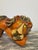 Whimsical vintage reclining lion sculpture by Jeanne Valentine, handcrafted in Mexico from papier-mâché. The piece...