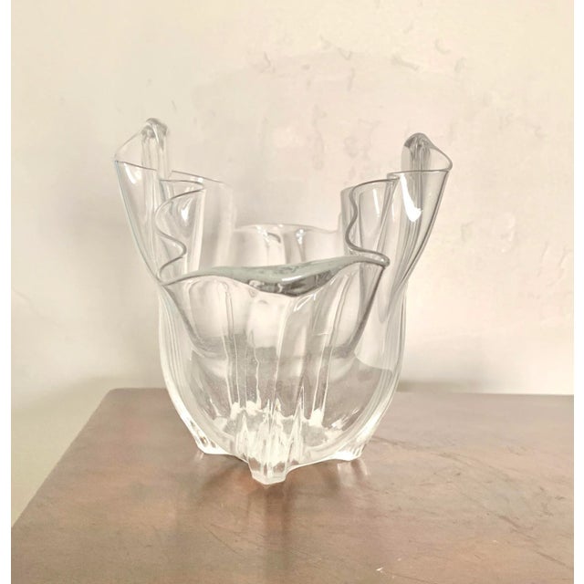 Modern 1920's Steuben Grotesque Antique Clear Glass Ripple Bowl Marked For Sale - Image 3 of 9