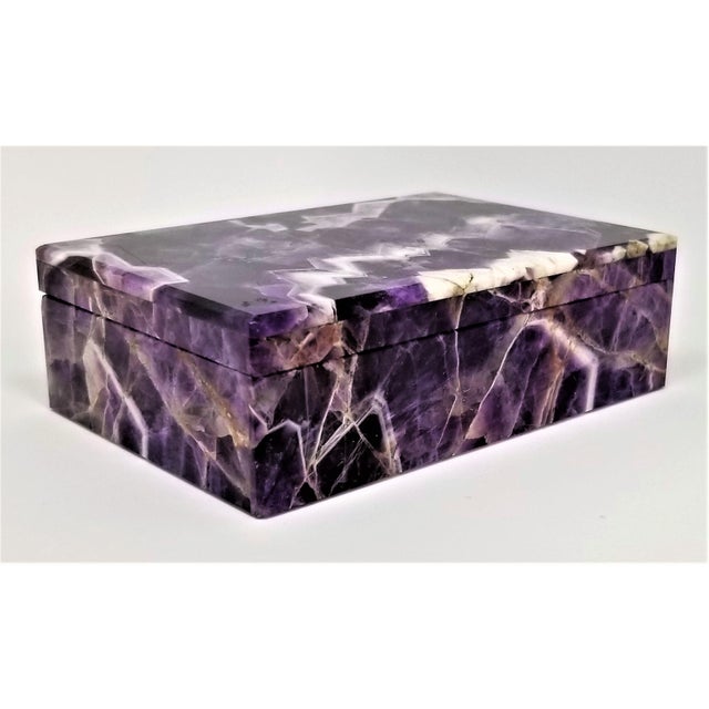 Vintage Amethyst Jewelry Keepsake Box Magnificent Gemstone Semi