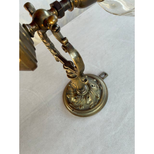 Metal Early 20th Century Brass Wall Hung Oil Lamp For Sale - Image 7 of 8