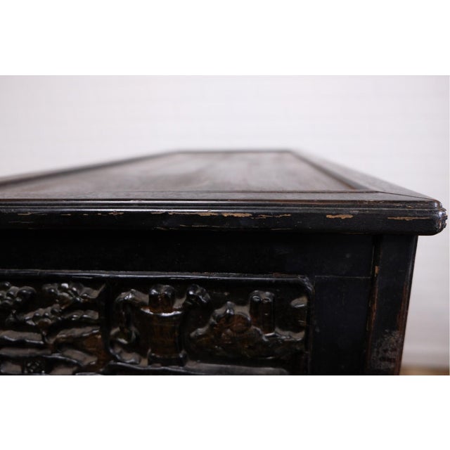 Antique Chinese Hand Carved Lacquered Console Table For Sale - Image 11 of 12