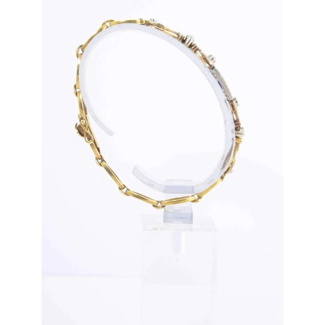 Belle Époque Sapphire Diamond Gold Platinum Bracelet For Sale - Image 4 of 8