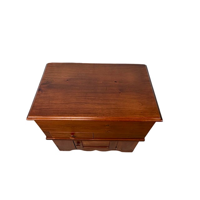Primitive Pine Farmhouse Drysink Cabinet With Green-Lined Lift Top For Sale - Image 11 of 14
