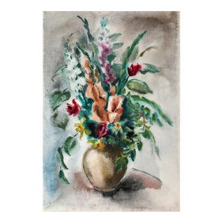 1960s "Flowers P6.30" Watercolor Painting by Eve Nethercott For Sale