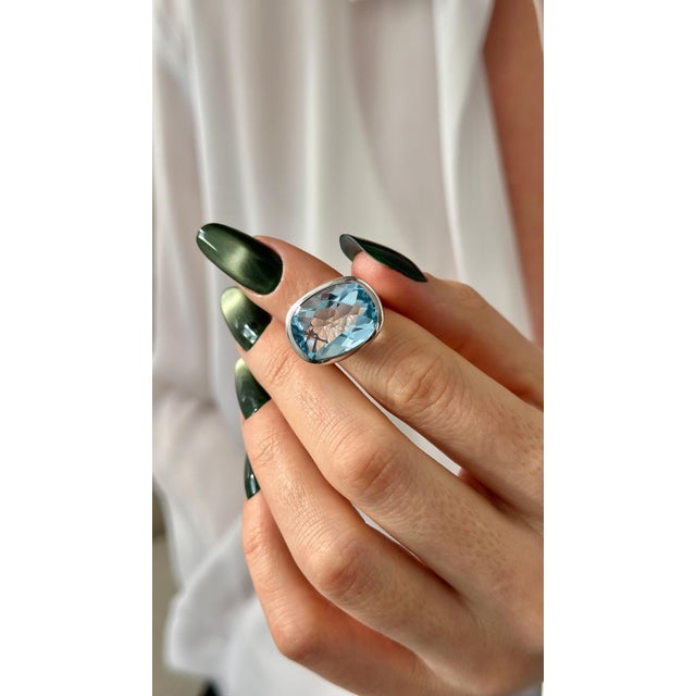 Natural Finely Faceted Quality Solitaire Blue Topaz Ring Size 6.5 14k W Gold 17.35 Cts Certified $2,975 401575 This is a...