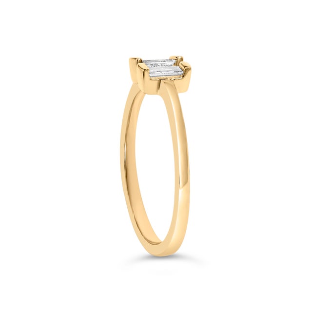 Haus of Brilliance 14K Yellow Gold Plated Sterling Silver 1/5 Cttw Baguette Diamond Open Band Ring - Size 7 For Sale - Image 4 of 6