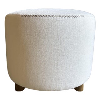 Bailey Oyster Hemp Ottoman With Oak Legs For Sale