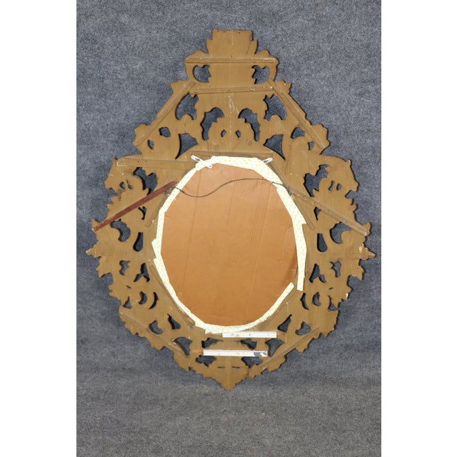 Vintage Italian Florentine Rococo Style Gilt Wood Carved Mirror For Sale - Image 4 of 6