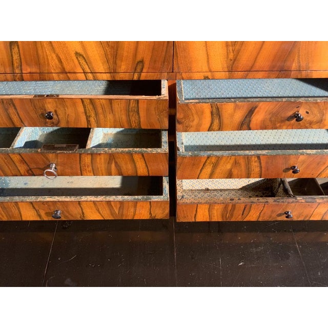 Biedermeier Secretary in Walnut with Columns, 1830 For Sale - Image 17 of 18