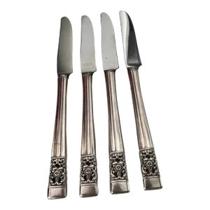 Vintage Community Plate Silver Plated "Coronation"Pattern Dinner Knives S/4