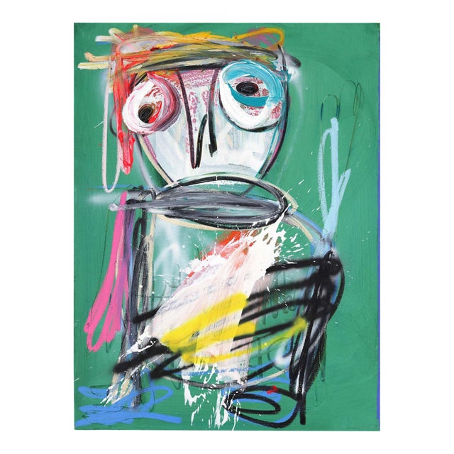 Portrait of a Boy - Original Figurative Mixed Media Portrait Painting on Canvas by Kodjovi Olympio For Sale