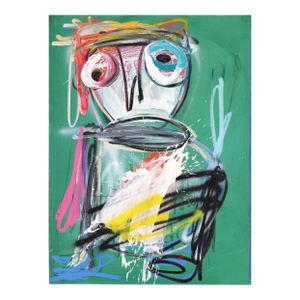 Portrait of a Boy - Original Figurative Mixed Media Portrait Painting on Canvas by Kodjovi Olympio