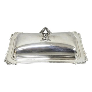 Vintage Crescent Victorian Silver Plated Covered Butter Dish W/ Glass Liner For Sale