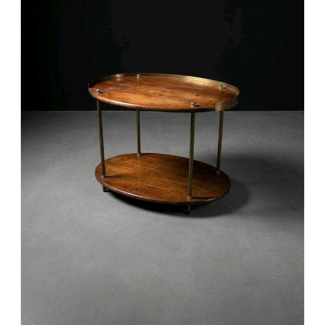 Brown English Two-Tier Occasional Table in Mahogany and Brass For Sale - Image 8 of 8