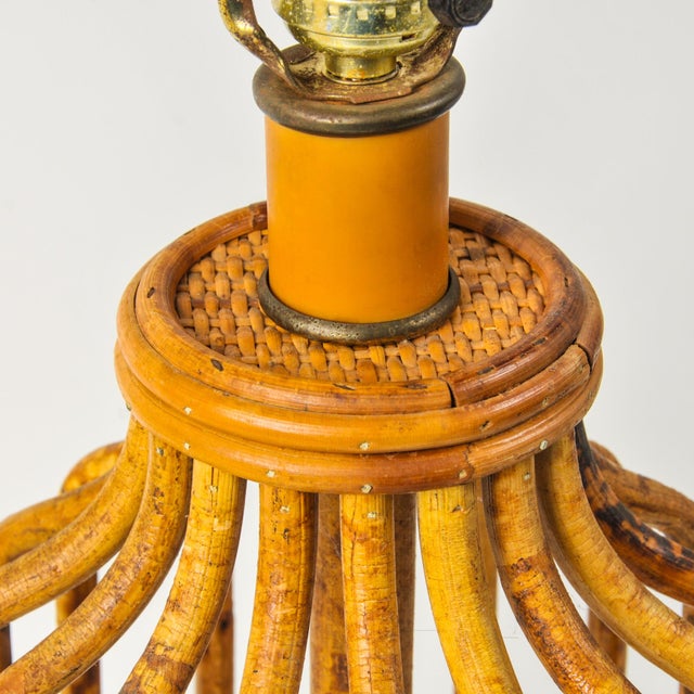 Mid 20th Century Mid Century Modern Burnt Bamboo Table Lamp Bentwood Statement Lamp For Sale - Image 10 of 13