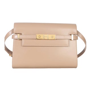 Beige Calfskin Small Manhattan Shoulder Bag For Sale