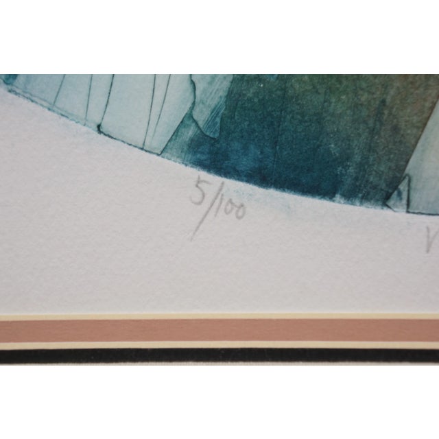 Teal Late 20th Century Ruth Rodman Signed Limited Edition Abstract Moonburt III Serigraph 30" For Sale - Image 8 of 12