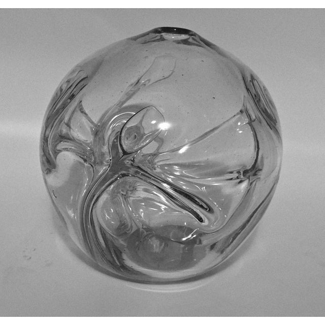 Paul Manning Signed Studio Glass Vase, Etched Stick Figure, 1973 For Sale - Image 4 of 11