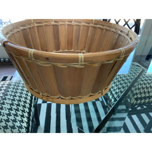 1980s Large English Style Hand Tied Bamboo Basket For Sale - Image 12 of 13