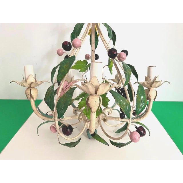 Italian Tole Cherries Chandelier, 1950s For Sale - Image 11 of 12
