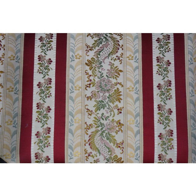 Antique 20th C. Regency Style Mahogany Footstool Striped Floral Brocade Seat For Sale - Image 12 of 15
