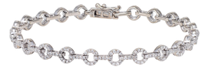 1.25ct Round Link Bracelet Estate 18k White Gold 6.5" Fine Vintage Jewelry