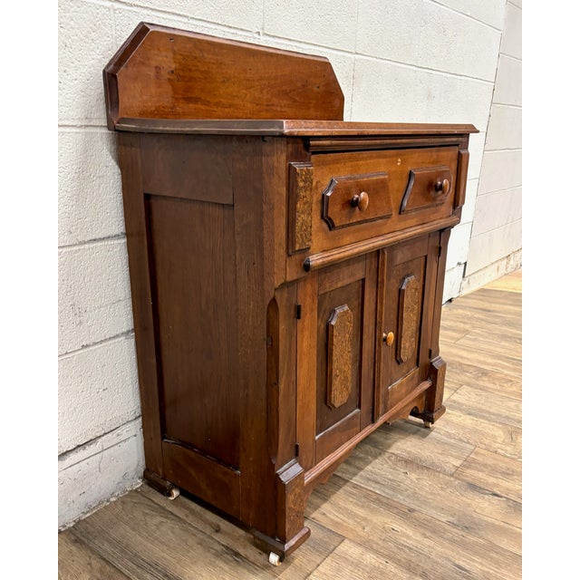 Antique Victorian Burled Carved Cabinet Washstand Commode For Sale In Kansas City - Image 6 of 10