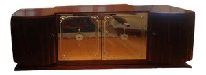1930's French Art Deco Ruhlmann Inspired Credenza With Mirrored Doors