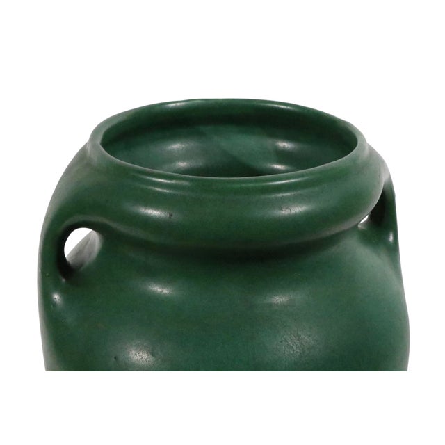 Arts and Crafts Green Matte Glaze Pottery Vase C. 1910's For Sale - Image 9 of 11