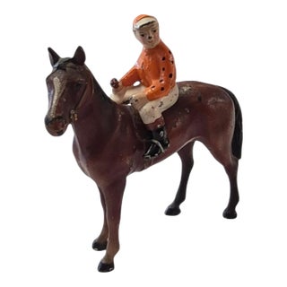 Vintage 1931 Hubley Cast Iron Jockey & Race Horse For Sale