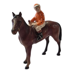 Vintage 1931 Hubley Cast Iron Jockey & Race Horse