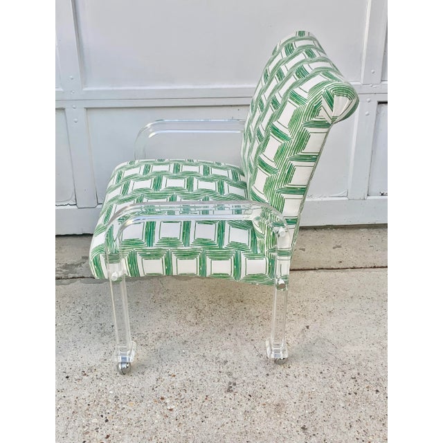 Vintage Palm Beach Regency Style Lucite Upholstered Chairs-A Pair For Sale - Image 10 of 13