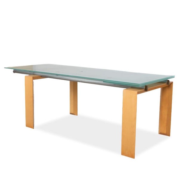 Wooden Stilt Dining Table with Glass from Desalto For Sale - Image 4 of 14