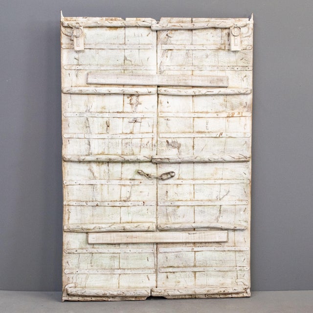 Green Pair of Antique Traditional Rajasthani Doors With Remnants of Green Paint For Sale - Image 8 of 8