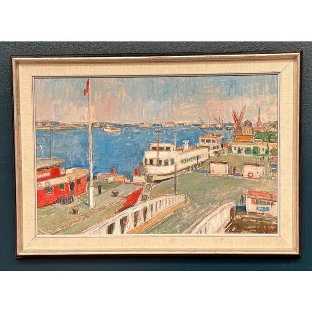 John Hedman, Malmö Harbour, 1960s, Oil Painting on Canvas, Framed For Sale - Image 15 of 15