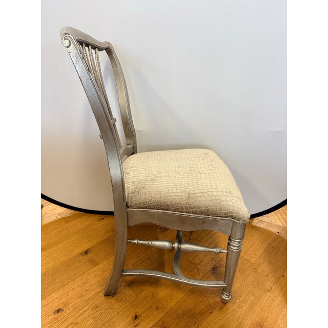 Wood Set of 6 Habersham Silver Painted Wheat-Back Dining Chairs For Sale - Image 7 of 12