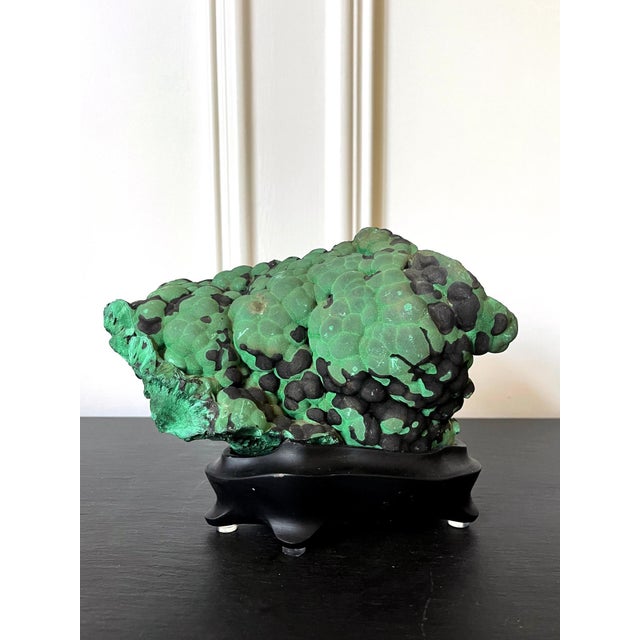 Natural Malachite Rock on Display Stand as a Scholar Stone For Sale - Image 12 of 14
