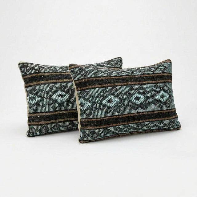 Mid-Century Modern Anatolian Kilim Lumbar Pillow Cover 15'' X 24'' - Set of Two For Sale - Image 3 of 4