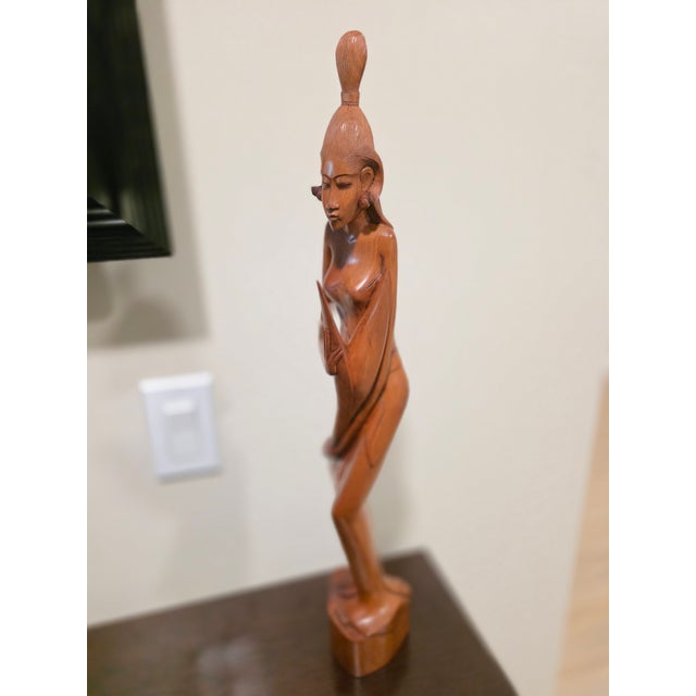 Wood Vintage 21" Balinese Modernist "Lone Warrior" Wood Sculpture – Klungkung School For Sale - Image 7 of 12