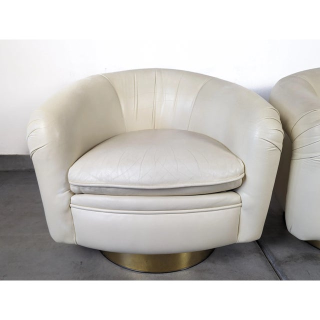1970s Leather Tilt Swivel Lounge Chairs by Milo Baughman for Thayer Coggin - Set of 2 For Sale - Image 9 of 12