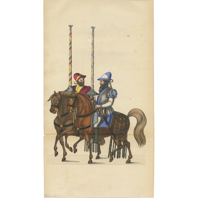 Reibisch, Medieval Horsemen with Festive Standards, 1842, Lithograph For Sale