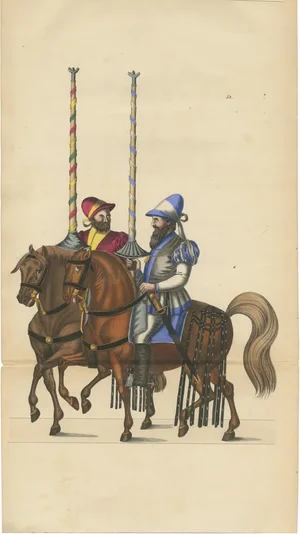 Reibisch, Medieval Horsemen with Festive Standards, 1842, Lithograph