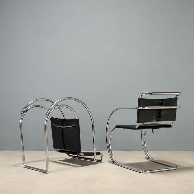 Black Vintage MR 20 Armchair by Mies Van Der Rohe, 1970s For Sale - Image 8 of 9