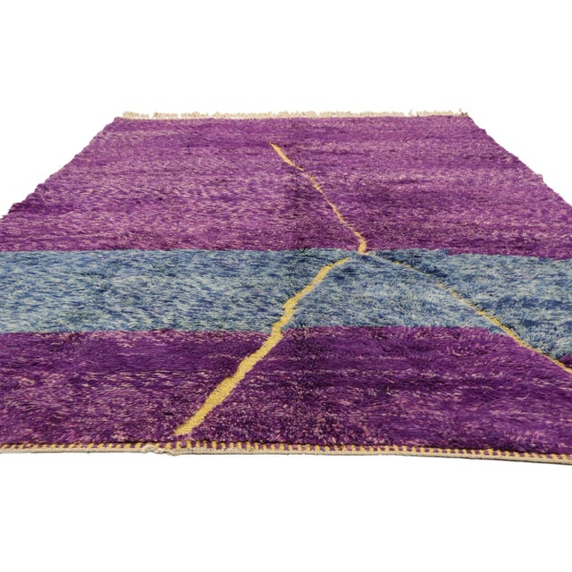 Tribal Purple Beni Mrirt Moroccan Rug - 07'02 X 10'02 For Sale - Image 3 of 9
