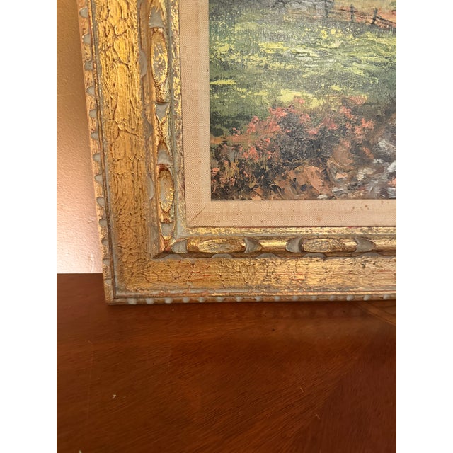 Vintage D. Snyder Dual-Signed Impasto Landscape Painting in Ornate Gallery Frame For Sale - Image 11 of 16
