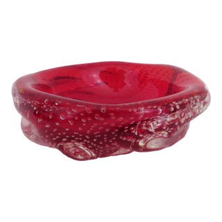 Vintage Seguso Cherry Red Glass Bowl For Sale