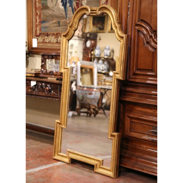 Gold Mid-Century Italian Neoclassical Carved Giltwood Wall Mirror For Sale - Image 8 of 11