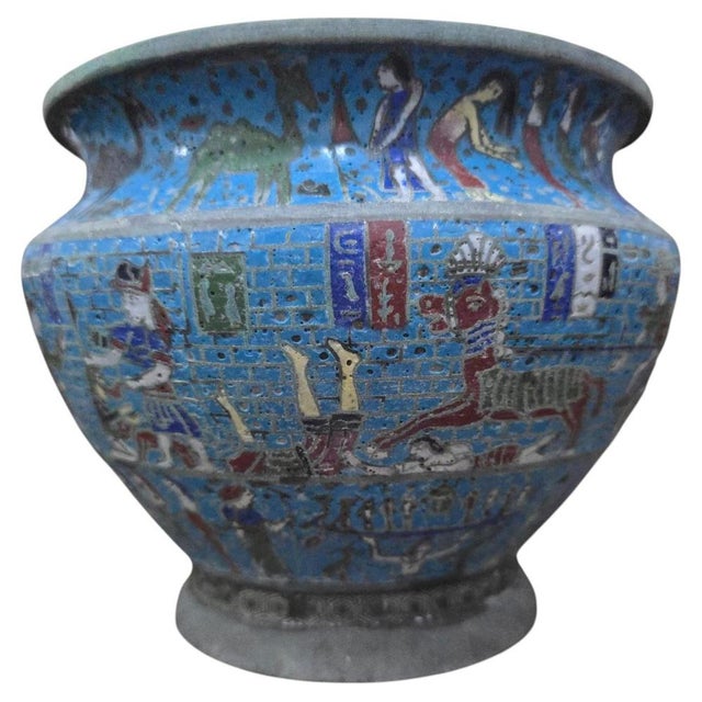 Egyptian Revival Cloisonné Jardinière with Polychrome Decoration, 1900 For Sale - Image 12 of 12