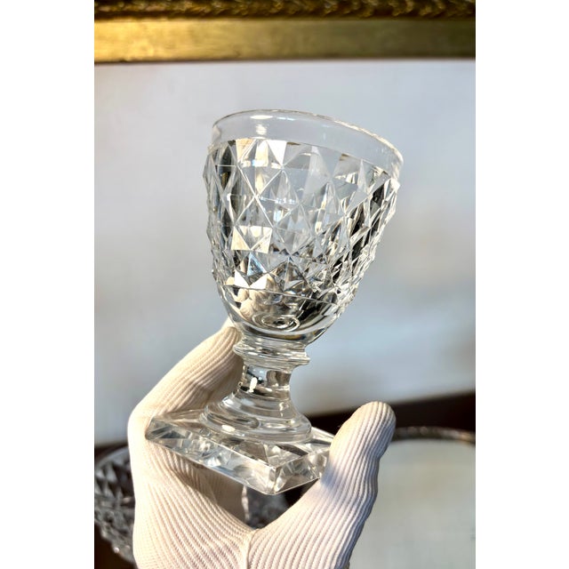 Pointed Diamond Vase, Glasses and Powder Box from Montcenis, Early 19th Century, Set of 5 For Sale - Image 13 of 18